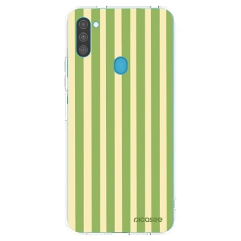 Picasee silikonový průhledný obal pro Samsung Galaxy M11 - Lines Matcha