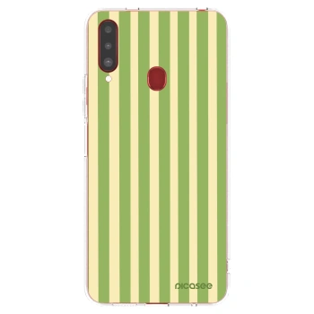 Picasee silikonový průhledný obal pro Samsung Galaxy A20s - Lines Matcha