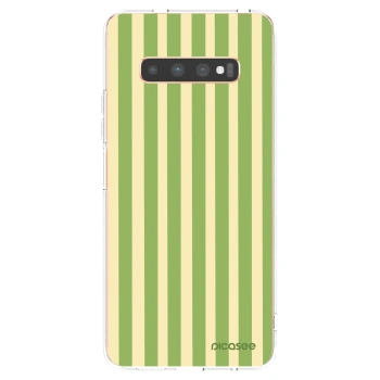 Picasee silikonový průhledný obal pro Samsung Galaxy S10 Plus G975 - Lines Matcha