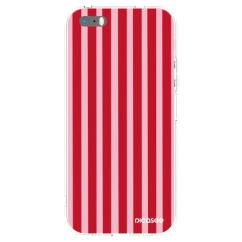 Picasee silikonový průhledný obal pro Apple iPhone 5/5S/SE - Lines red