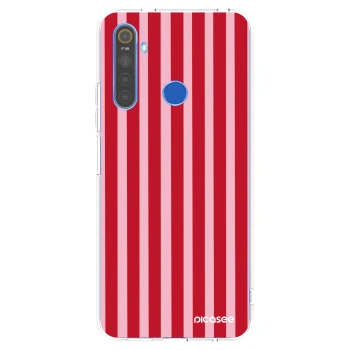 Picasee silikonový průhledný obal pro Realme 5 - Lines red