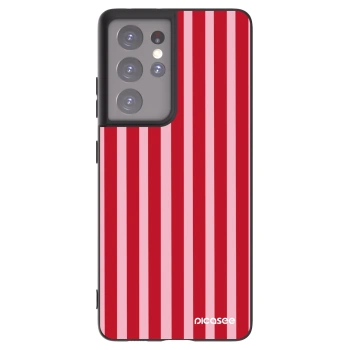 Picasee silikonový černý obal pro Samsung Galaxy S21 Ultra 5G G998B - Lines red