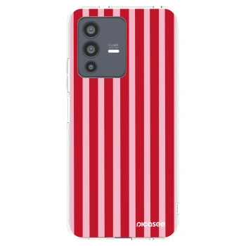 Picasee silikonový průhledný obal pro Vivo V23 5G - Lines red