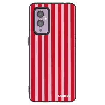 Picasee silikonový černý obal pro OnePlus 9 - Lines red
