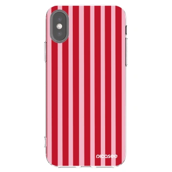 Picasee silikonový průhledný obal pro Apple iPhone X/XS - Lines red