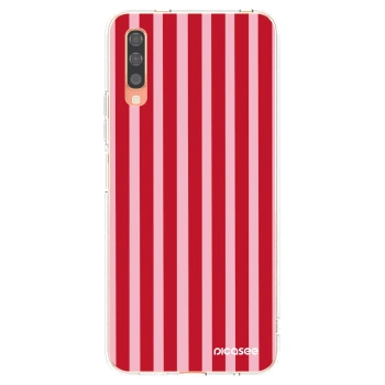 Picasee silikonový průhledný obal pro Samsung Galaxy A70 A705F - Lines red