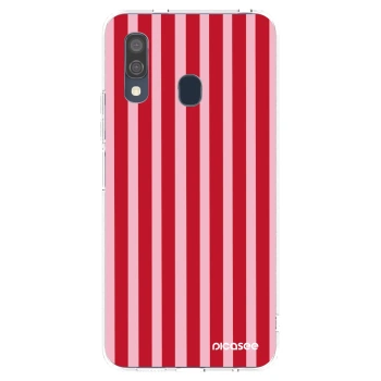 Picasee silikonový průhledný obal pro Samsung Galaxy A40 A405F - Lines red