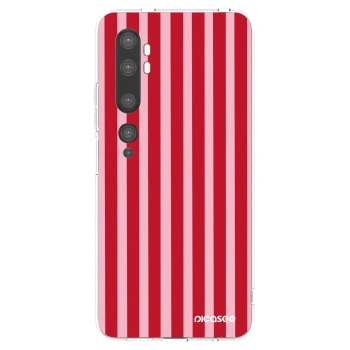 Picasee silikonový průhledný obal pro Xiaomi Mi Note 10 (Pro) - Lines red