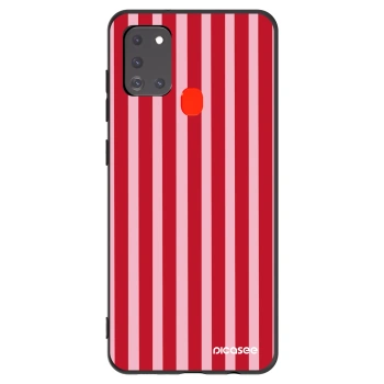 Picasee silikonový černý obal pro Samsung Galaxy A21s - Lines red