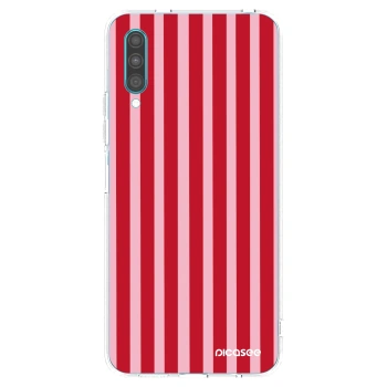 Picasee silikonový průhledný obal pro Samsung Galaxy A30s A307F - Lines red