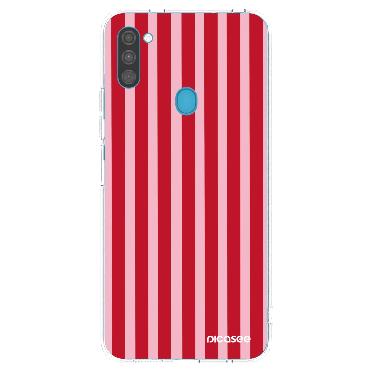 Picasee silikonový průhledný obal pro Samsung Galaxy M11 - Lines red