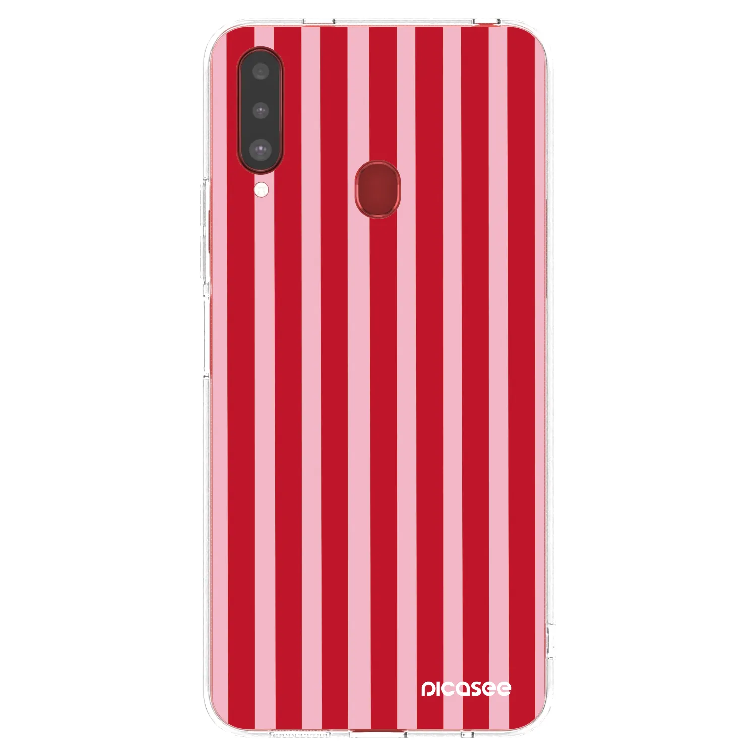 Picasee silikonový průhledný obal pro Samsung Galaxy A20s - Lines red