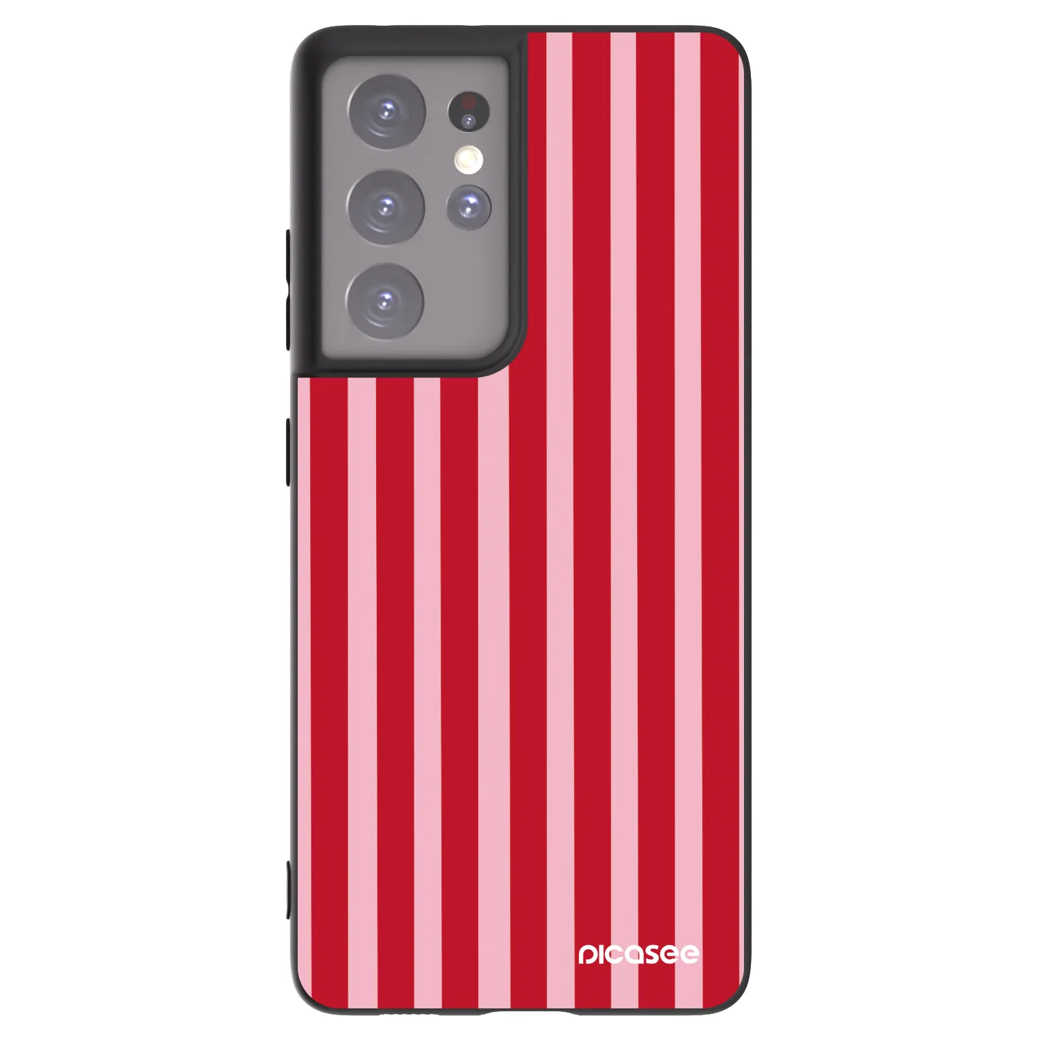 Picasee silikonový černý obal pro Samsung Galaxy S21 Ultra 5G G998B - Lines red