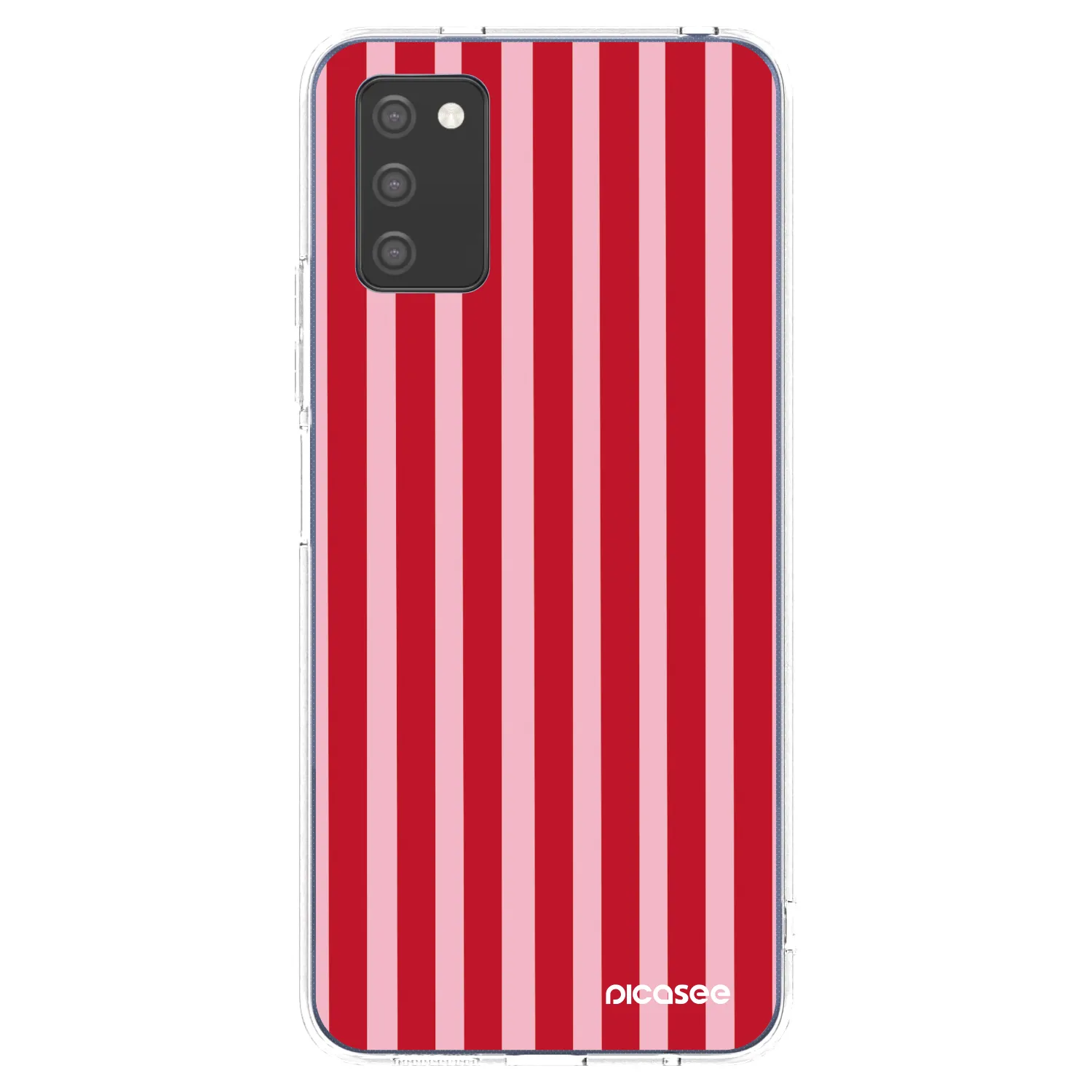Picasee silikonový průhledný obal pro Samsung Galaxy A03s A037G - Lines red