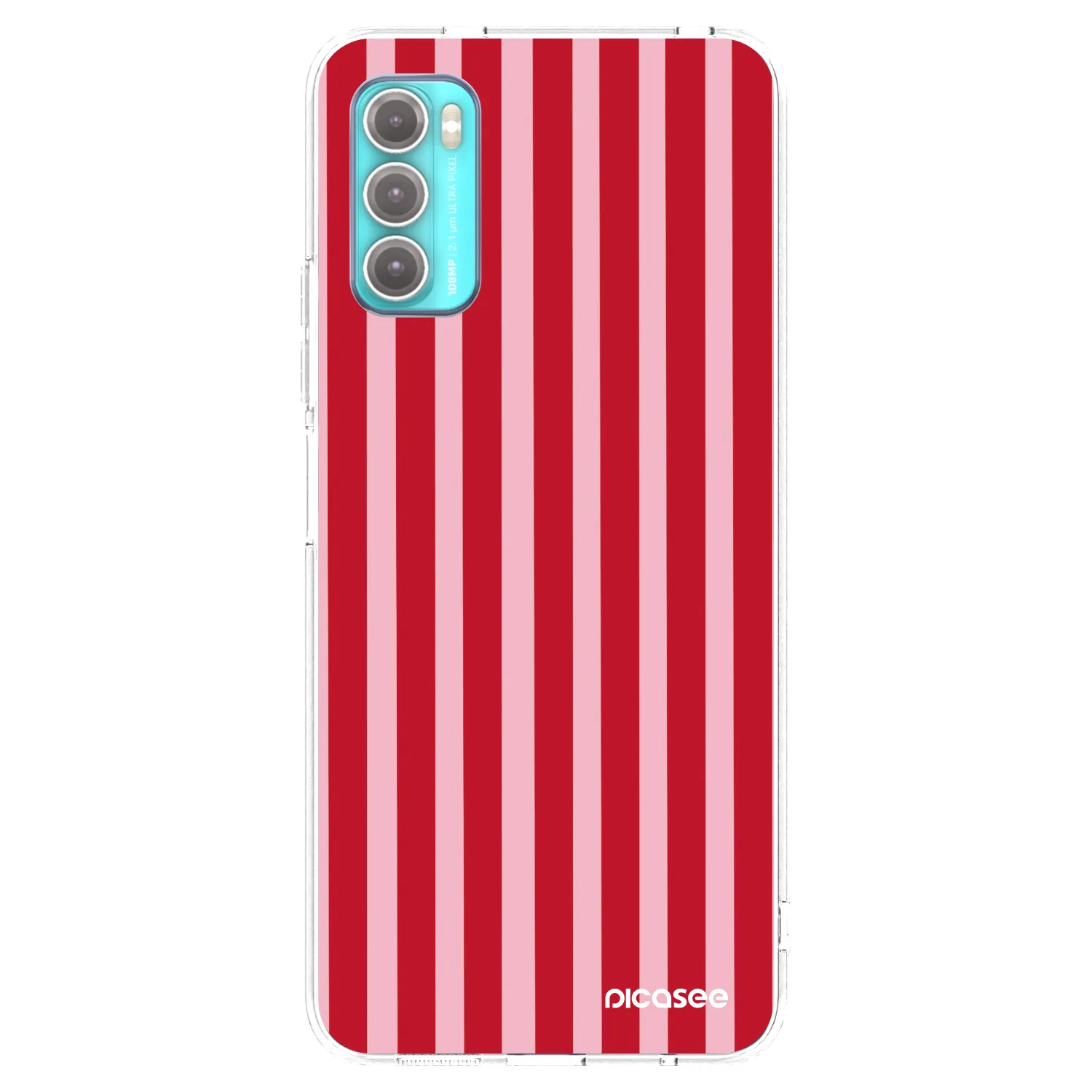 Picasee silikonový průhledný obal pro Motorola Moto G60 - Lines red