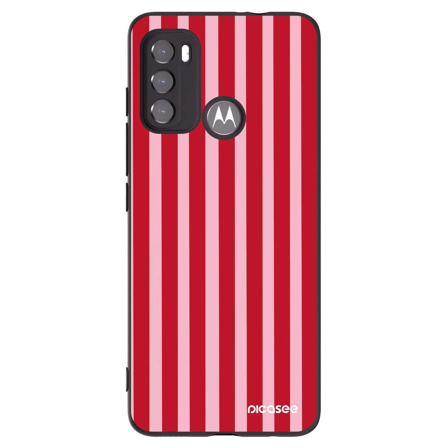 Picasee silikonový černý obal pro Motorola Moto G60 - Lines red