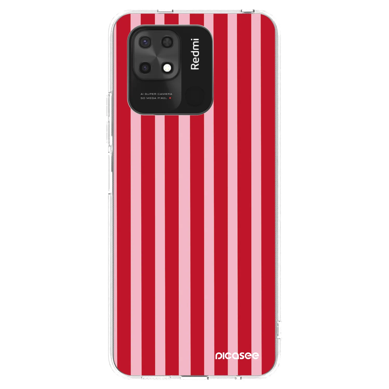 Picasee silikonový průhledný obal pro Xiaomi Redmi 10C - Lines red