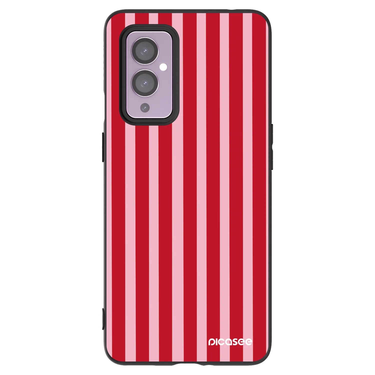 Picasee silikonový černý obal pro OnePlus 9 - Lines red
