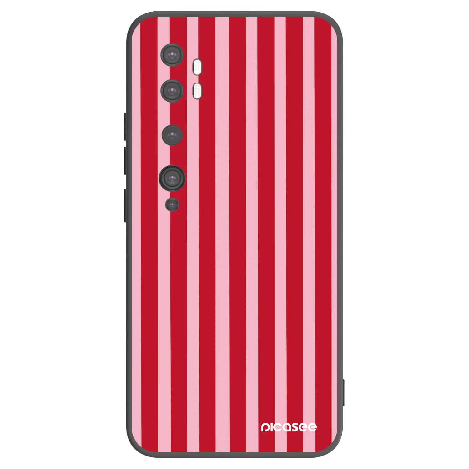 Picasee silikonový černý obal pro Xiaomi Mi Note 10 (Pro) - Lines red
