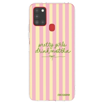 Picasee silikonový průhledný obal pro Samsung Galaxy A21s - Pretty matcha