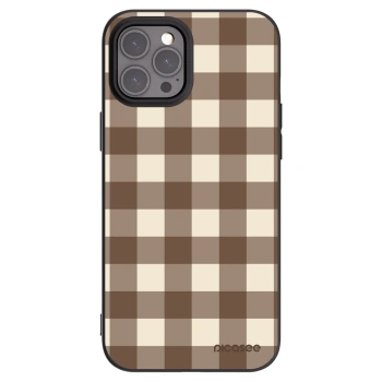 Picasee silikonový černý obal pro Apple iPhone 12 Pro Max - Brown grid