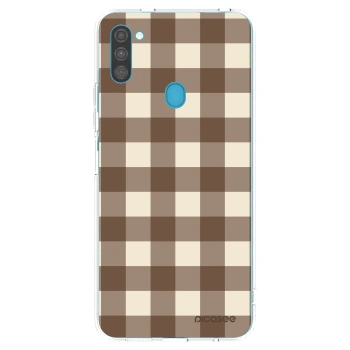 Picasee silikonový průhledný obal pro Samsung Galaxy M11 - Brown grid