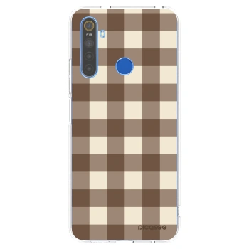 Picasee silikonový průhledný obal pro Realme 5 - Brown grid