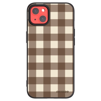Picasee silikonový černý obal pro Apple iPhone 13 - Brown grid