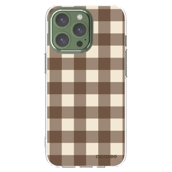 Picasee silikonový průhledný obal pro Apple iPhone 13 Pro - Brown grid