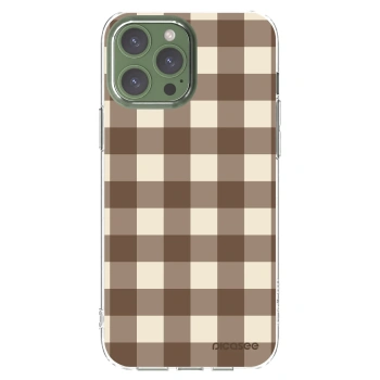Picasee silikonový průhledný obal pro Apple iPhone 13 Pro Max - Brown grid