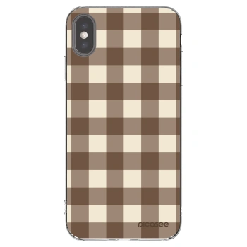 Picasee silikonový průhledný obal pro Apple iPhone XS Max - Brown grid