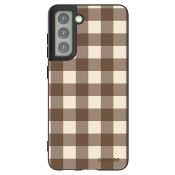 Picasee silikonový černý obal pro Samsung Galaxy S21 FE 5G - Brown grid