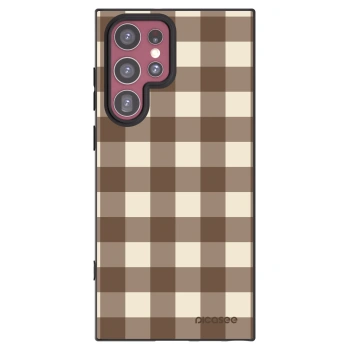 Picasee silikonový černý obal pro Samsung Galaxy S22 Ultra 5G - Brown grid