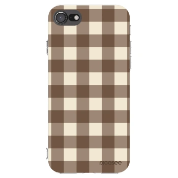 Picasee silikonový průhledný obal pro Apple iPhone SE 2022 - Brown grid