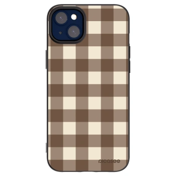 Picasee silikonový černý obal pro Apple iPhone 14 Plus - Brown grid