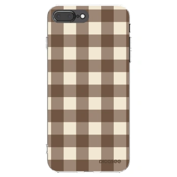 Picasee silikonový průhledný obal pro Apple iPhone 8 Plus - Brown grid