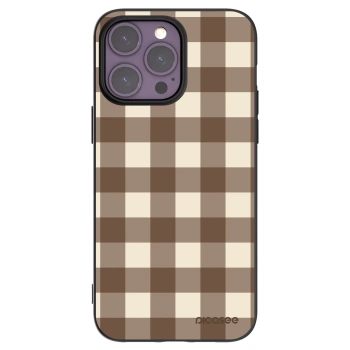 Picasee silikonový černý obal pro Apple iPhone 14 Pro Max - Brown grid