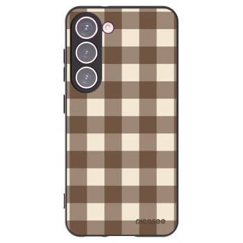 Picasee silikonový černý obal pro Samsung Galaxy S23 5G - Brown grid