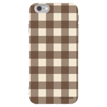 Picasee silikonový průhledný obal pro Apple iPhone 6/6S - Brown grid