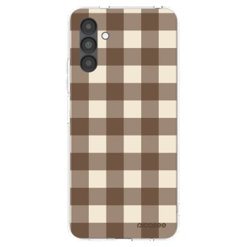 Picasee silikonový průhledný obal pro Samsung Galaxy A04s A047F - Brown grid