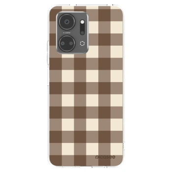 Picasee silikonový průhledný obal pro Honor X7a - Brown grid