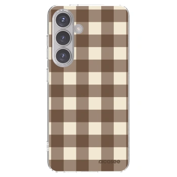 Picasee silikonový průhledný obal pro Samsung Galaxy S24 S921B 5G - Brown grid