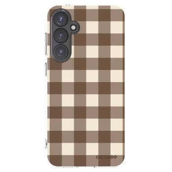 Picasee silikonový průhledný obal pro Samsung Galaxy S23 FE S711B - Brown grid