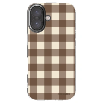 Picasee silikonový průhledný obal pro Apple iPhone 16 - Brown grid