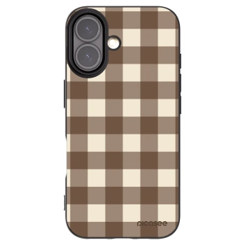 Picasee silikonový černý obal pro Apple iPhone 16 - Brown grid
