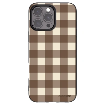 Picasee silikonový černý obal pro Apple iPhone 16 Pro Max - Brown grid