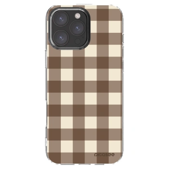 Picasee silikonový průhledný obal pro Apple iPhone 16 Pro Max - Brown grid