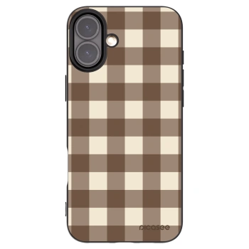 Picasee silikonový černý obal pro Apple iPhone 16 Plus - Brown grid
