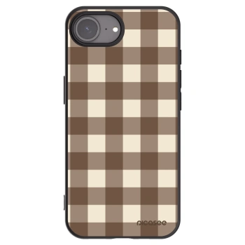 Picasee silikonový černý obal pro Apple iPhone 16e - Brown grid