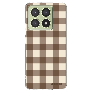 Picasee silikonový průhledný obal pro Xiaomi 14T - Brown grid
